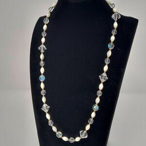 Aurora Borealis Crystal and Shell Necklace
